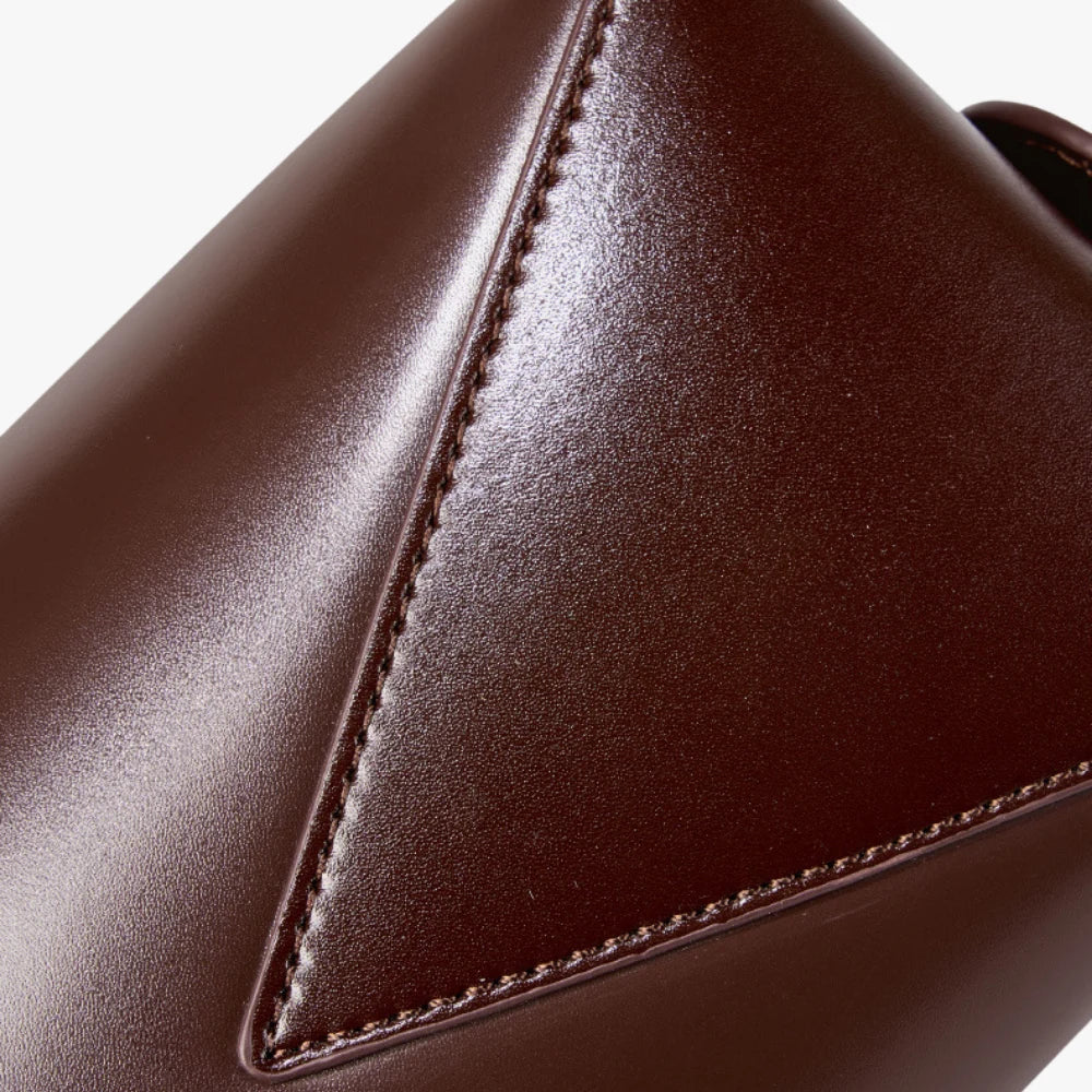 Shoulder Bag Genuine Leather with Top Zip and Slim Handles