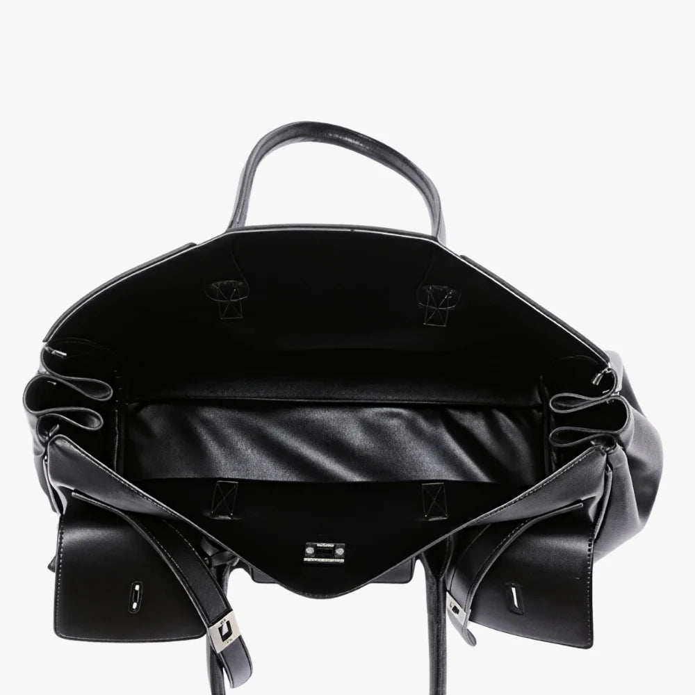 Tote Bag Faux Leather with Side Snap Buttons for 15-Inch Laptop