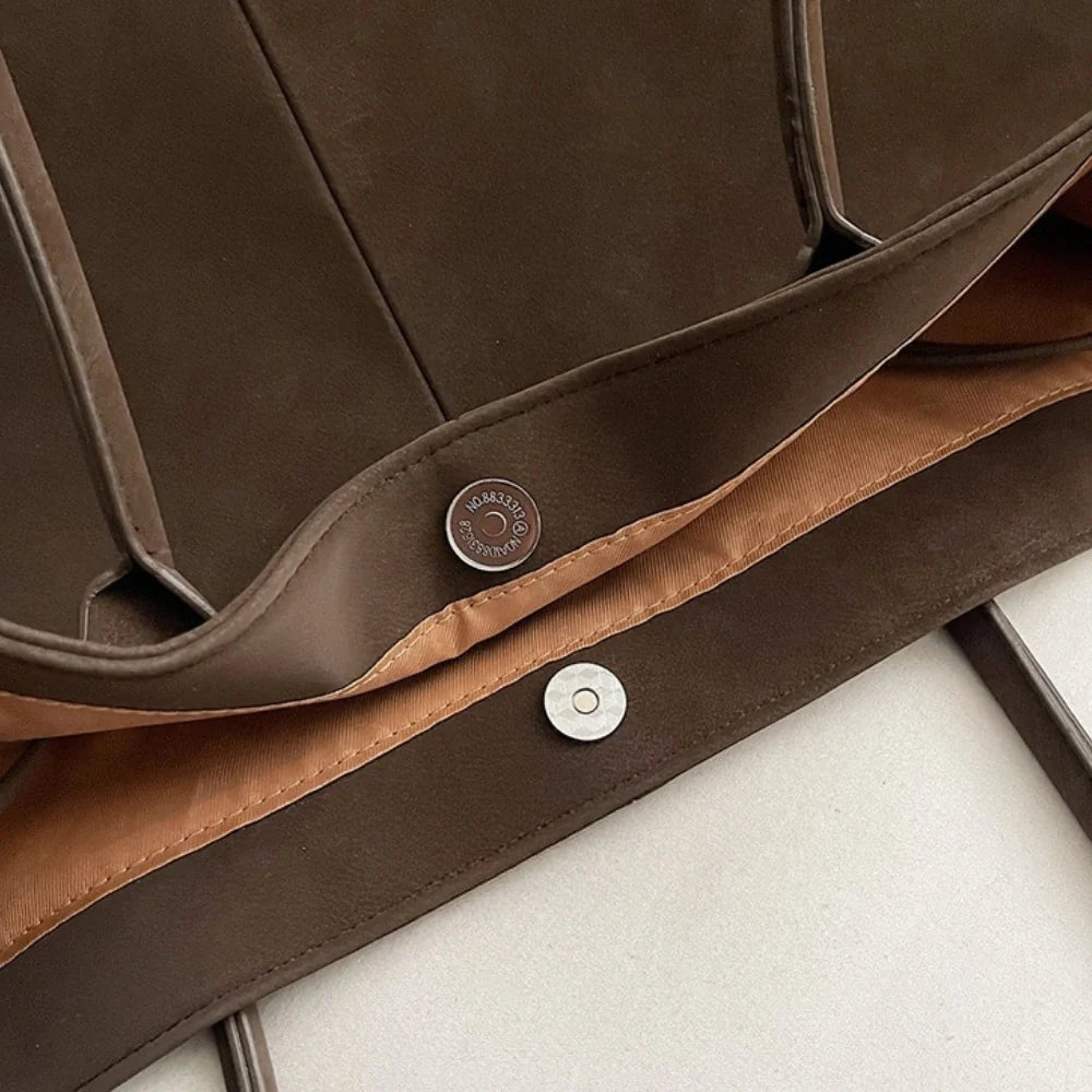 Tote Bag Faux Suede with Magnetic Closure for 16-Inch Laptop
