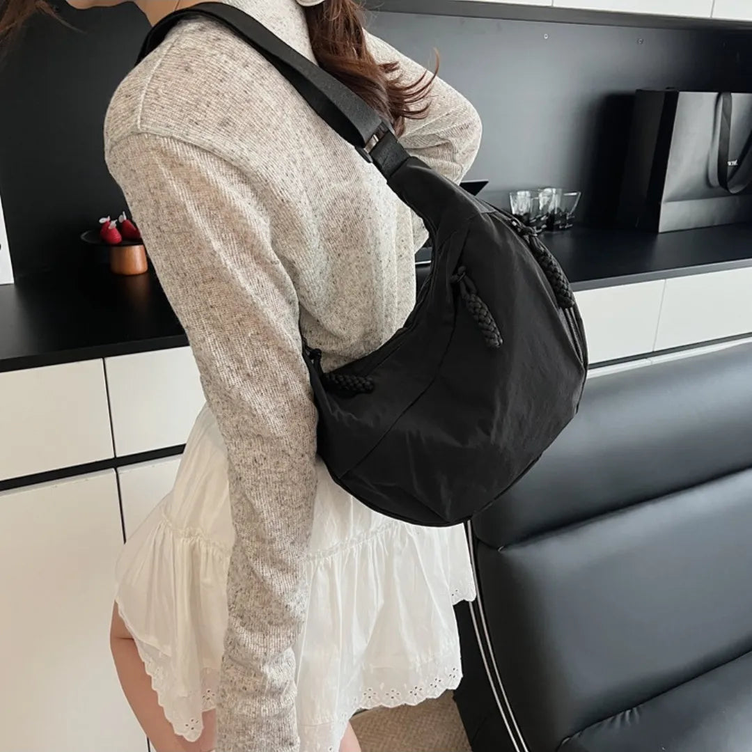 Crossbody Bag Water-Repellent Nylon with Zip and Adjustable Strap
