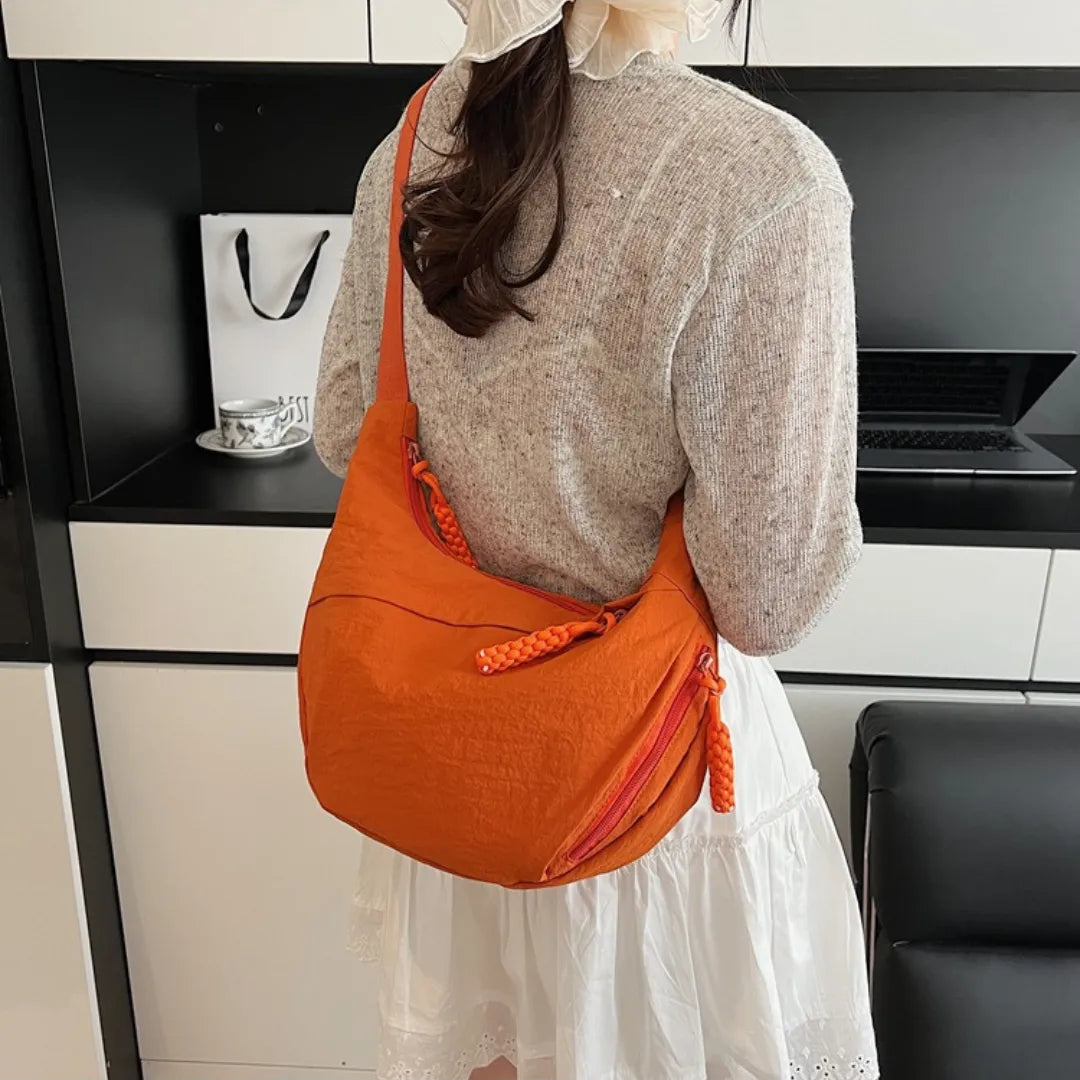 Crossbody Bag Water-Repellent Nylon with Zip and Adjustable Strap