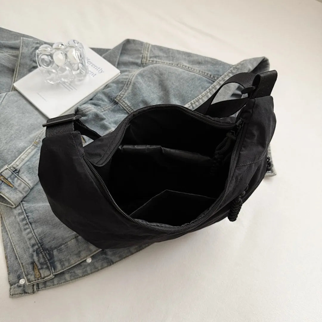 Crossbody Bag Water-Repellent Nylon with Zip and Adjustable Strap