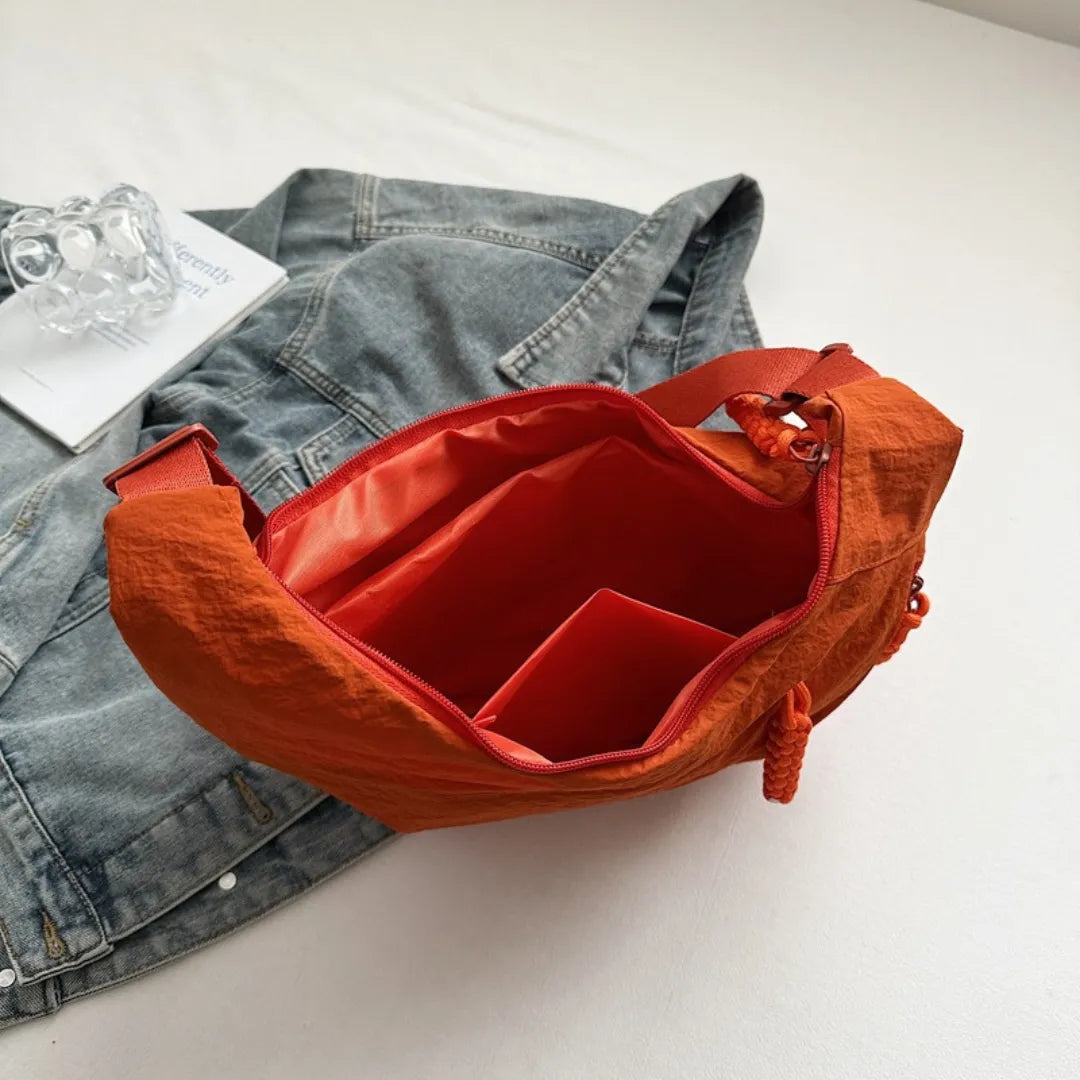 Crossbody Bag Water-Repellent Nylon with Zip and Adjustable Strap