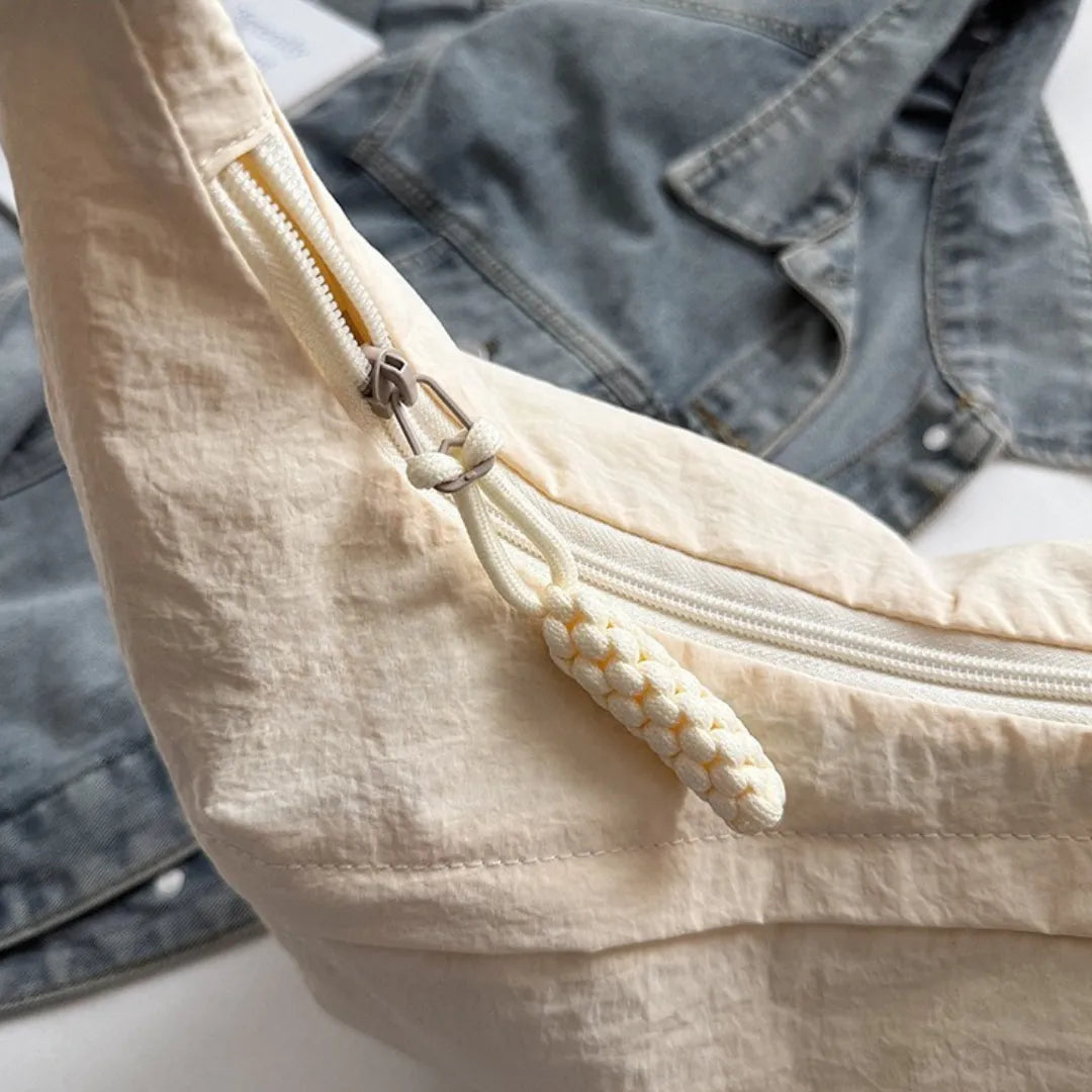 Crossbody Bag Water-Repellent Nylon with Zip and Adjustable Strap