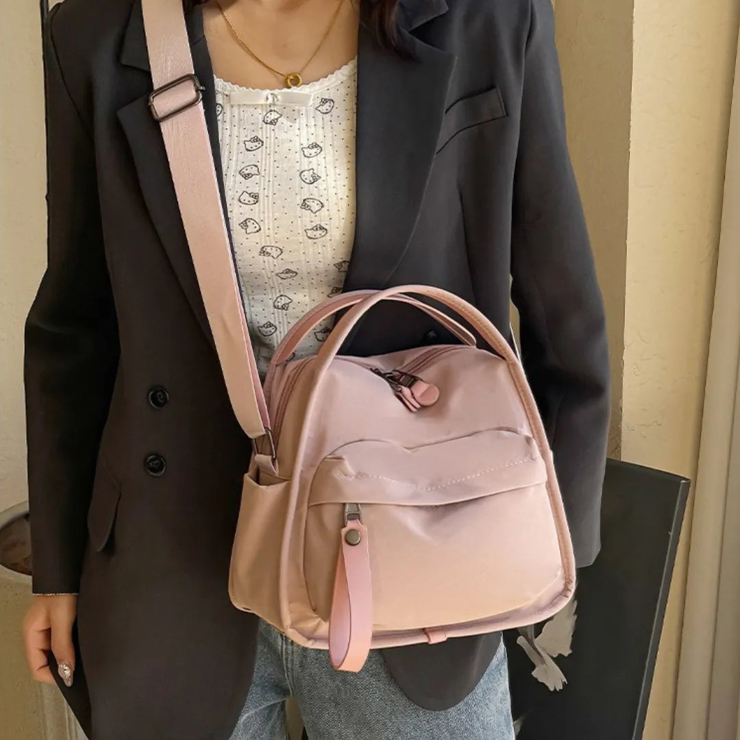 Crossbody Bag Water-Repellent Nylon with Double Zip and Pockets