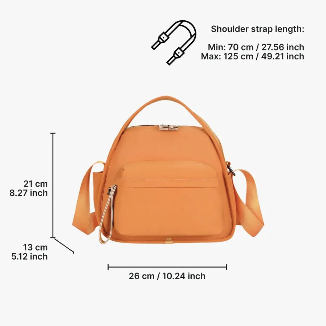Crossbody Bag Water-Repellent Nylon with Double Zip and Pockets