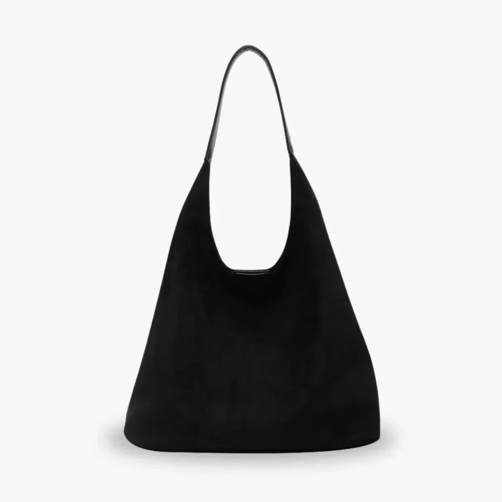 Hobo Bag Faux Suede with Magnetic Closure, Pouch and Laptop Fit