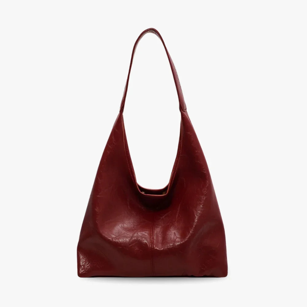 Hobo Bag Smooth Faux Leather with Snap Closure and Small Pouch