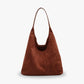 Hobo Bag Faux Suede with Magnetic Closure, Pouch and Laptop Fit