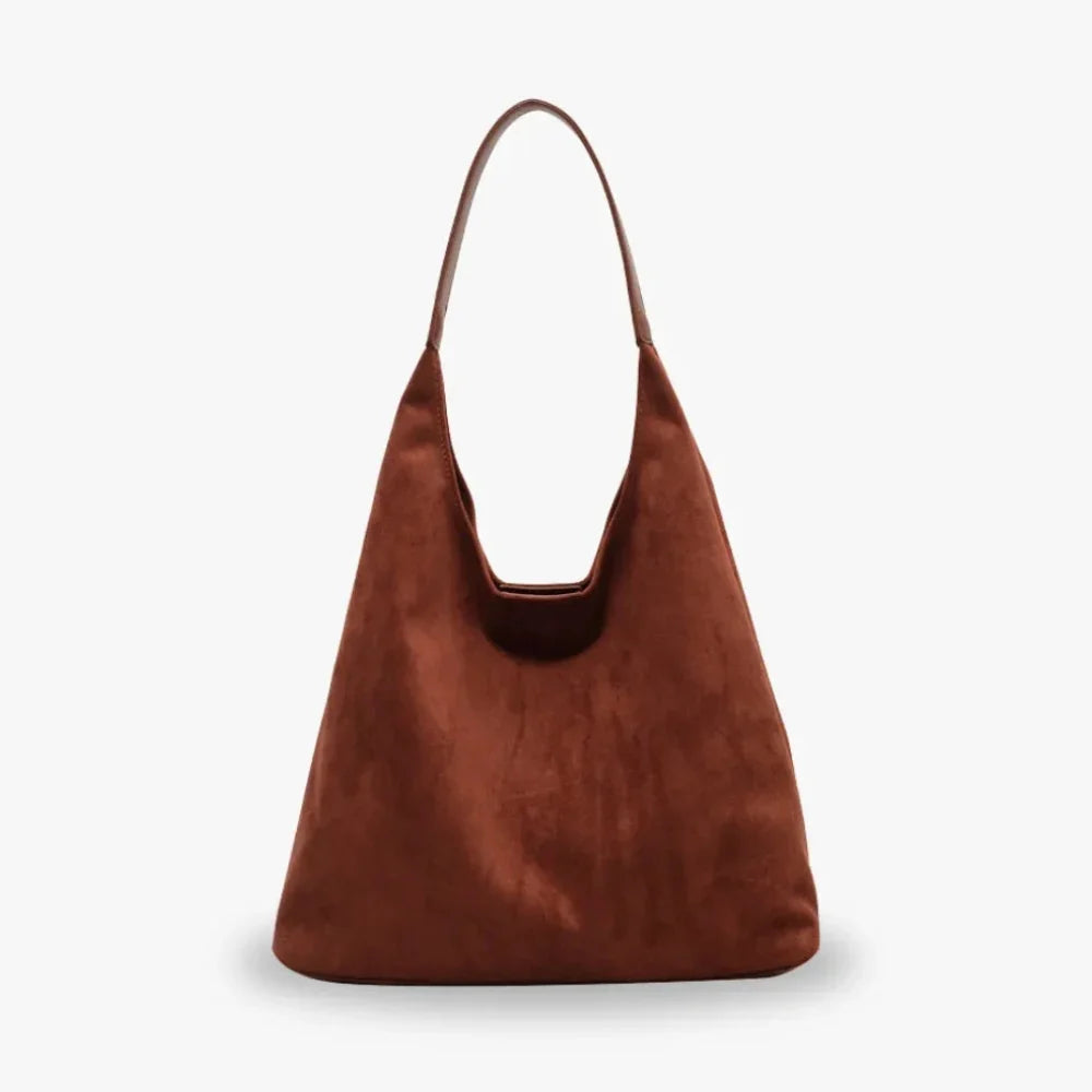 Hobo Bag Faux Suede with Magnetic Closure, Pouch and Laptop Fit