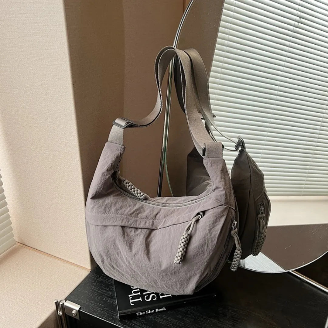 Crossbody Bag Water-Repellent Nylon with Zip and Adjustable Strap