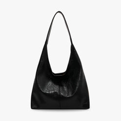 Hobo Bag Smooth Faux Leather with Snap Closure and Small Pouch