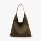 Hobo Bag Faux Suede with Magnetic Closure, Pouch and Laptop Fit