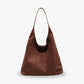 Hobo Bag Faux Suede with Magnetic Closure, Pouch and Laptop Fit