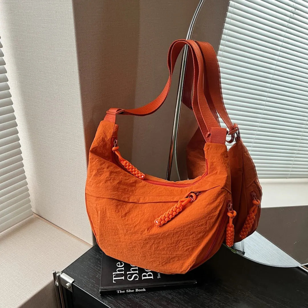 Crossbody Bag Water-Repellent Nylon with Zip and Adjustable Strap