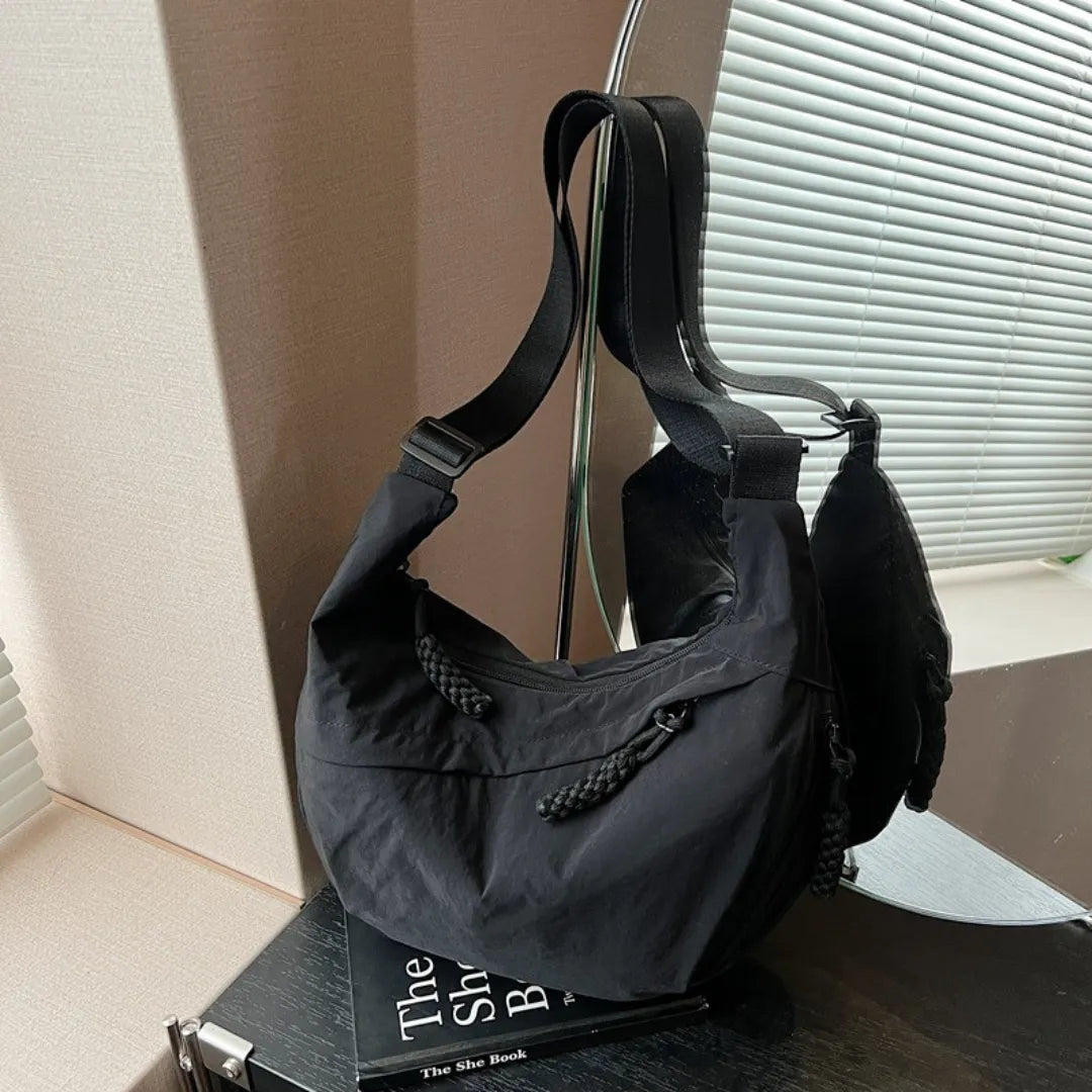 Crossbody Bag Water-Repellent Nylon with Zip and Adjustable Strap