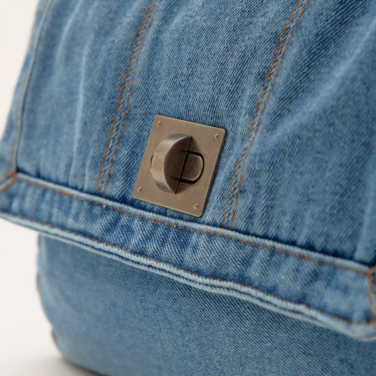 Shoulder Bag Upcycled Denim with Chain Handles and Metal Clasp