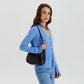 Crossbody Bag Faux Leather with Zip and Snap-Adjustable Strap