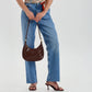 Crossbody Bag Faux Leather with Zip and Snap-Adjustable Strap