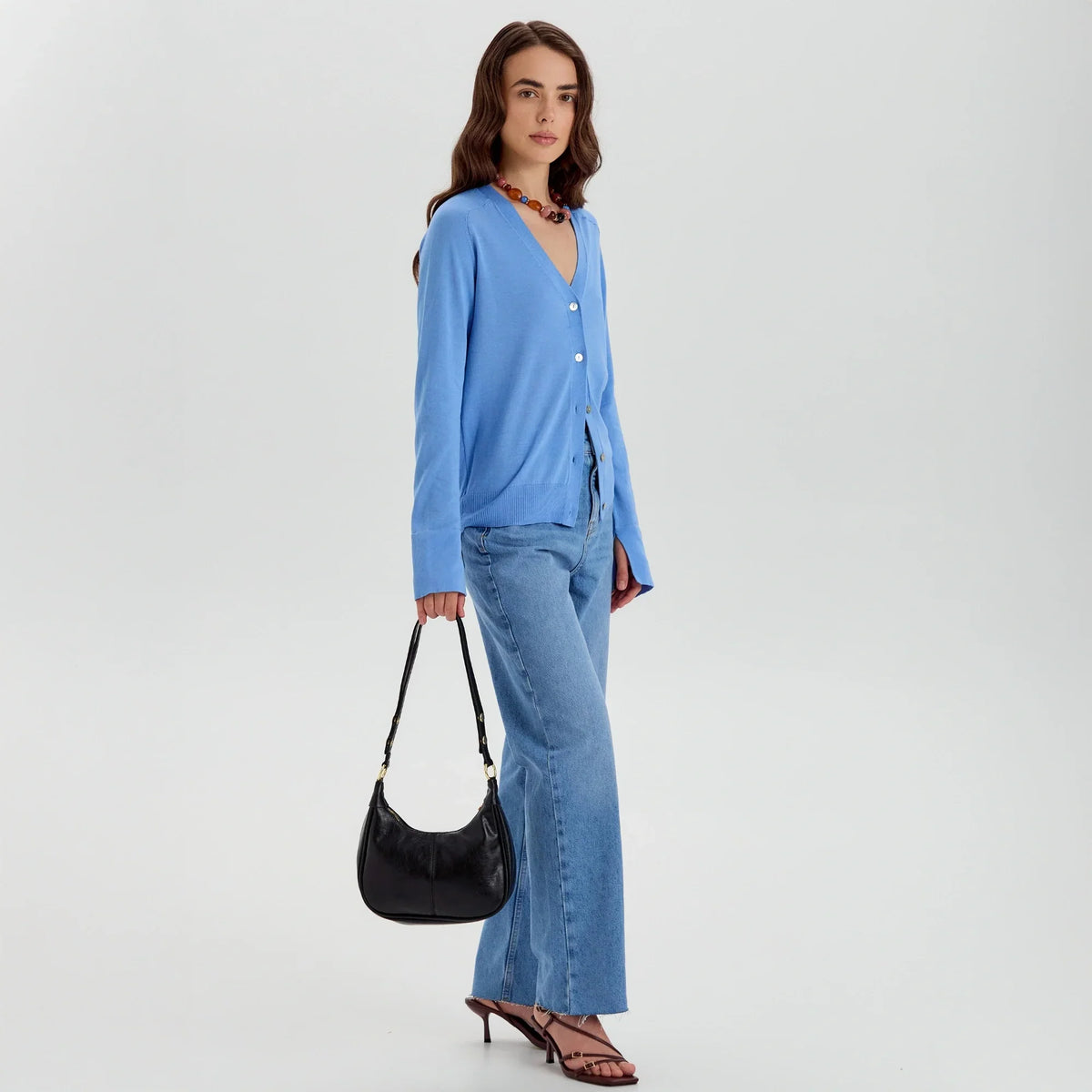 Crossbody Bag Faux Leather with Zip and Snap-Adjustable Strap