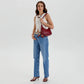 Crossbody Bag Faux Leather with Zip and Snap-Adjustable Strap