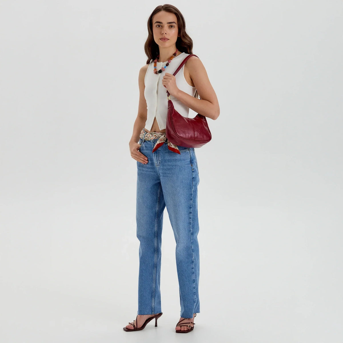 Crossbody Bag Faux Leather with Zip and Snap-Adjustable Strap