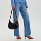 Crossbody Bag Faux Leather with Zip and Snap-Adjustable Strap
