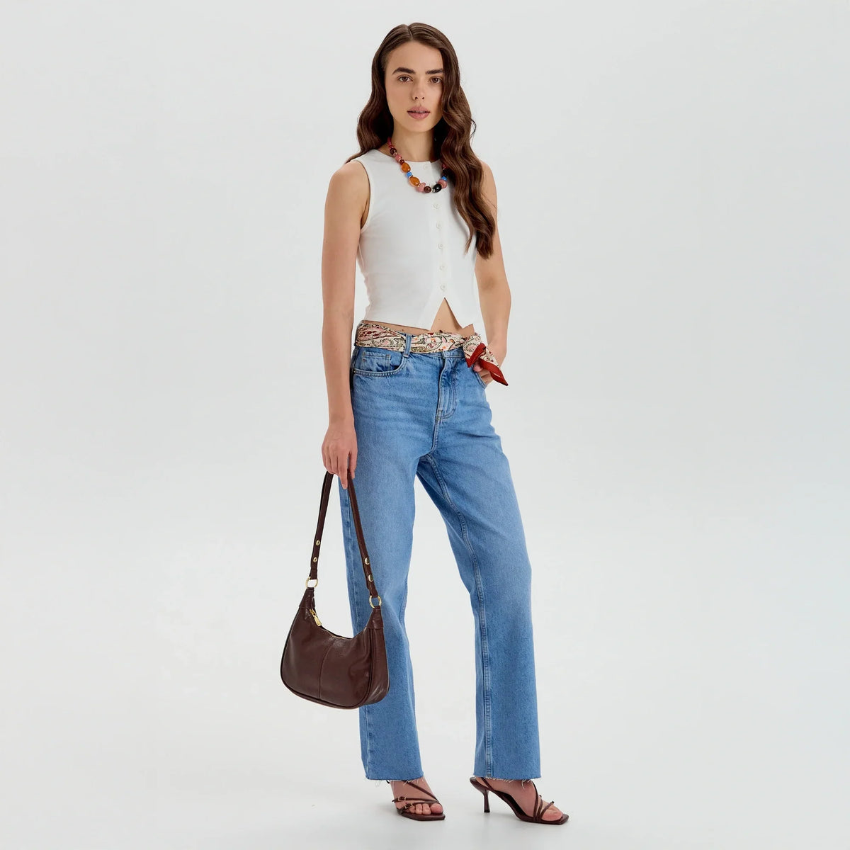 Crossbody Bag Faux Leather with Zip and Snap-Adjustable Strap