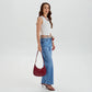 Crossbody Bag Faux Leather with Zip and Snap-Adjustable Strap