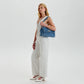 Shoulder Bag Upcycled Denim with Chain Handles and Metal Clasp