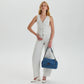 Shoulder Bag Upcycled Denim with Chain Handles and Metal Clasp