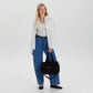 Crossbody Bag Corduroy with Top Handles, Zip Pockets and Strap
