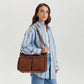 Crossbody Bag Corduroy with Top Handles, Zip Pockets and Strap