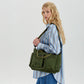 Crossbody Bag Corduroy with Top Handles, Zip Pockets and Strap