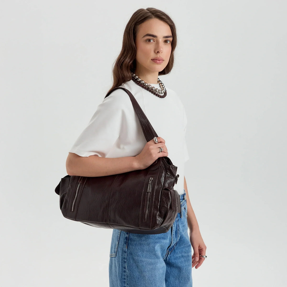 Laptop Bag Faux Leather with Handles and Adjustable Shoulder Strap