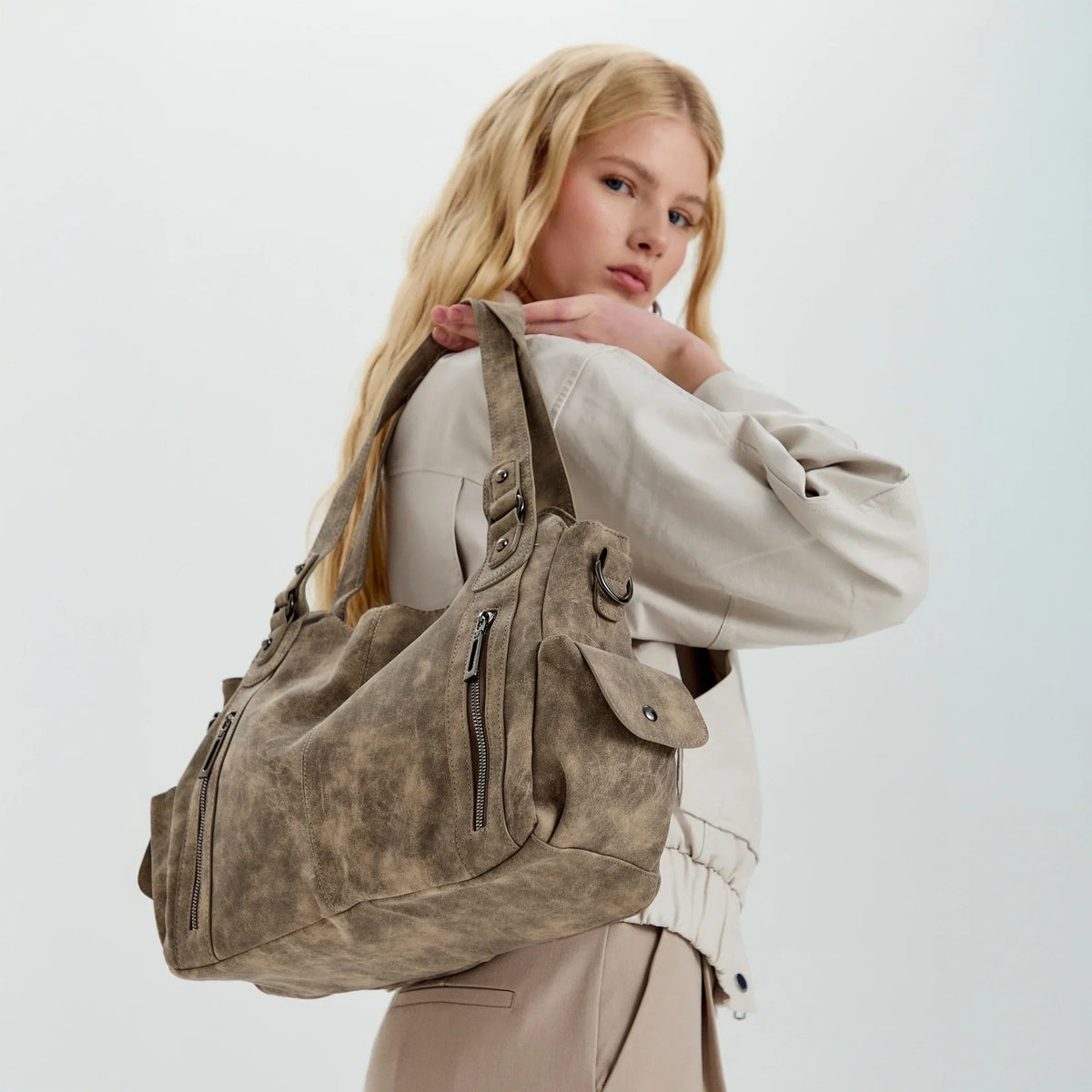 Laptop Bag Faux Leather with Handles and Adjustable Shoulder Strap