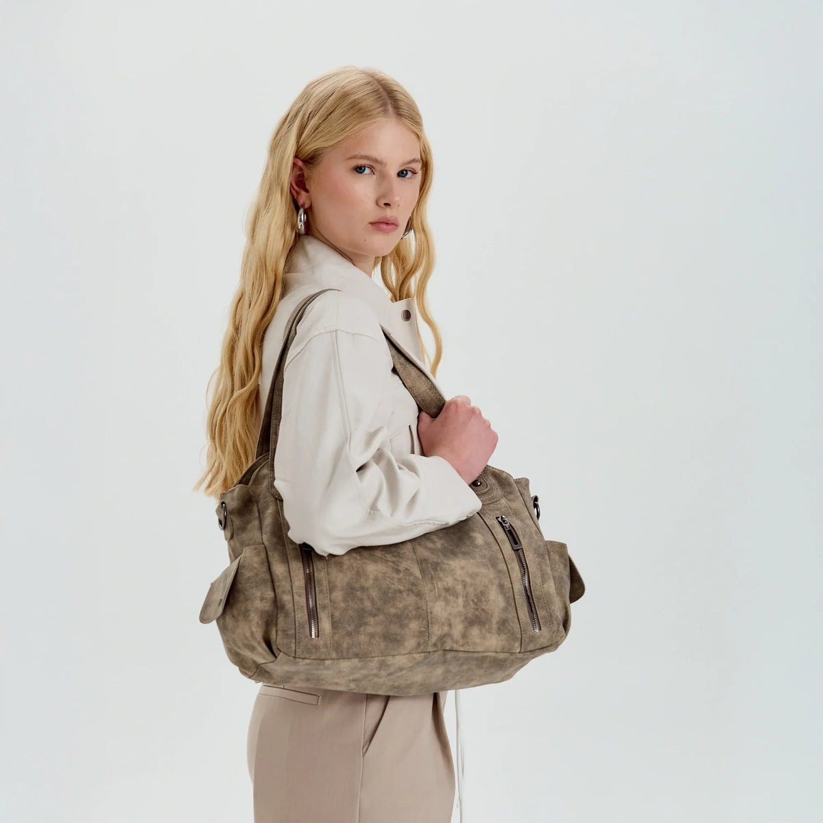 Laptop Bag Faux Leather with Handles and Adjustable Shoulder Strap