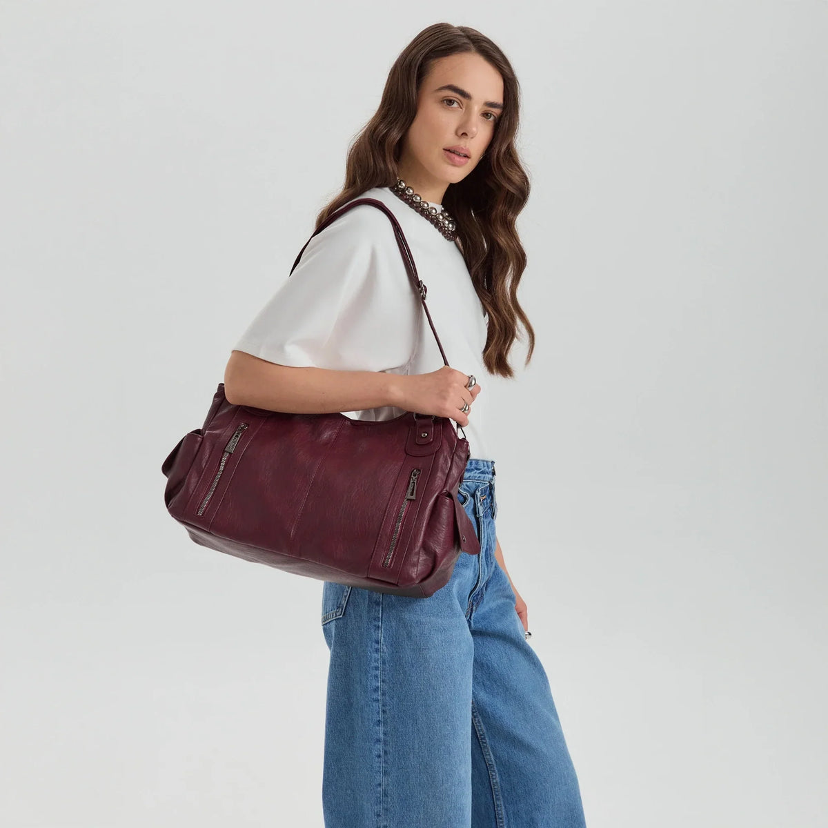 Laptop Bag Faux Leather with Handles and Adjustable Shoulder Strap