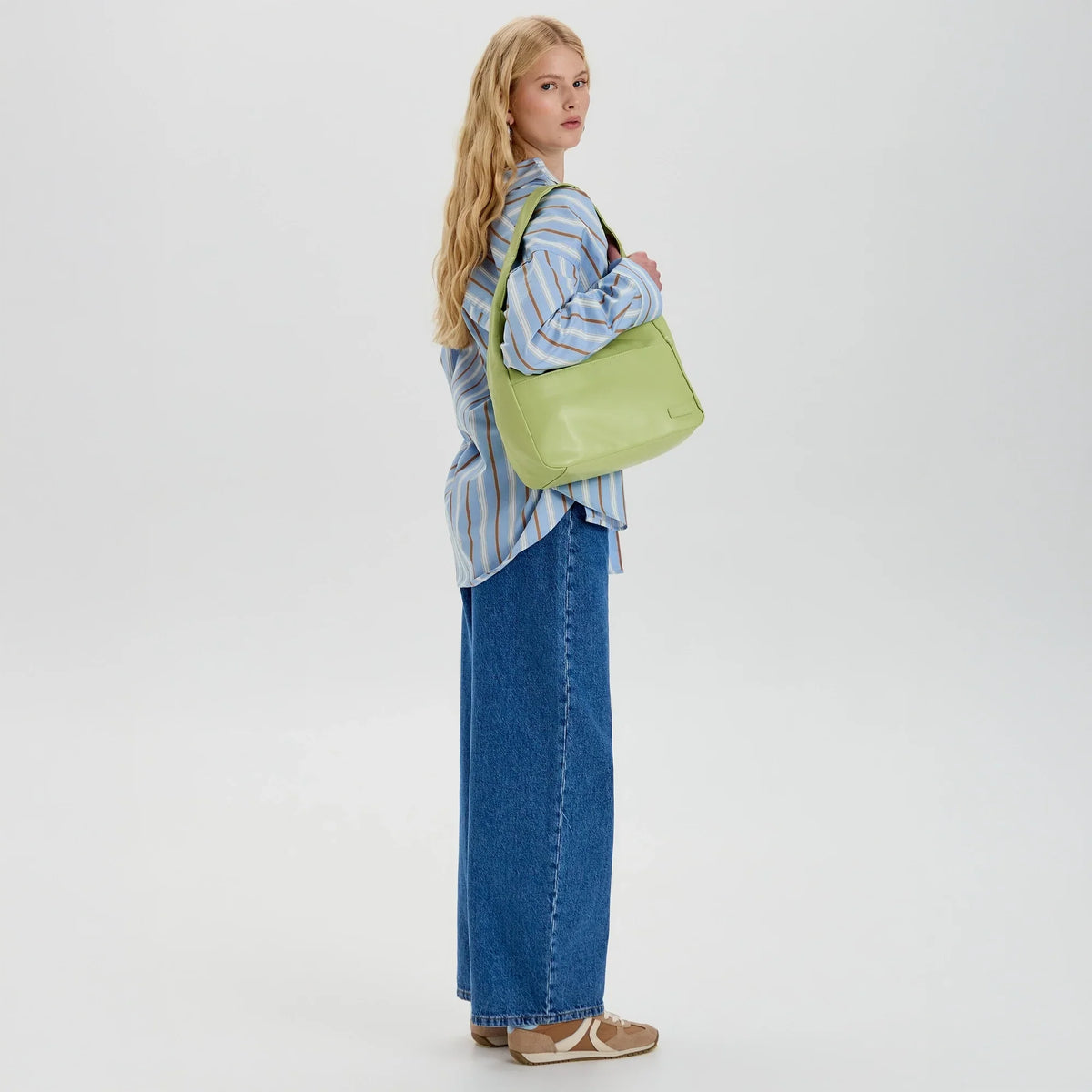 Hobo Bag Smooth Faux Leather with Magnetic Closure and Pockets