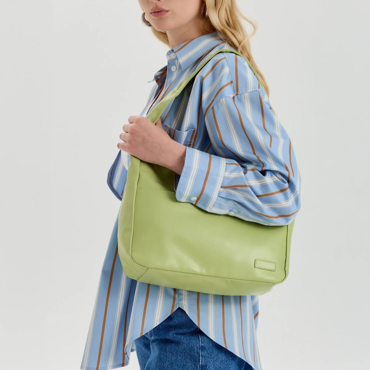 Hobo Bag Smooth Faux Leather with Magnetic Closure and Pockets