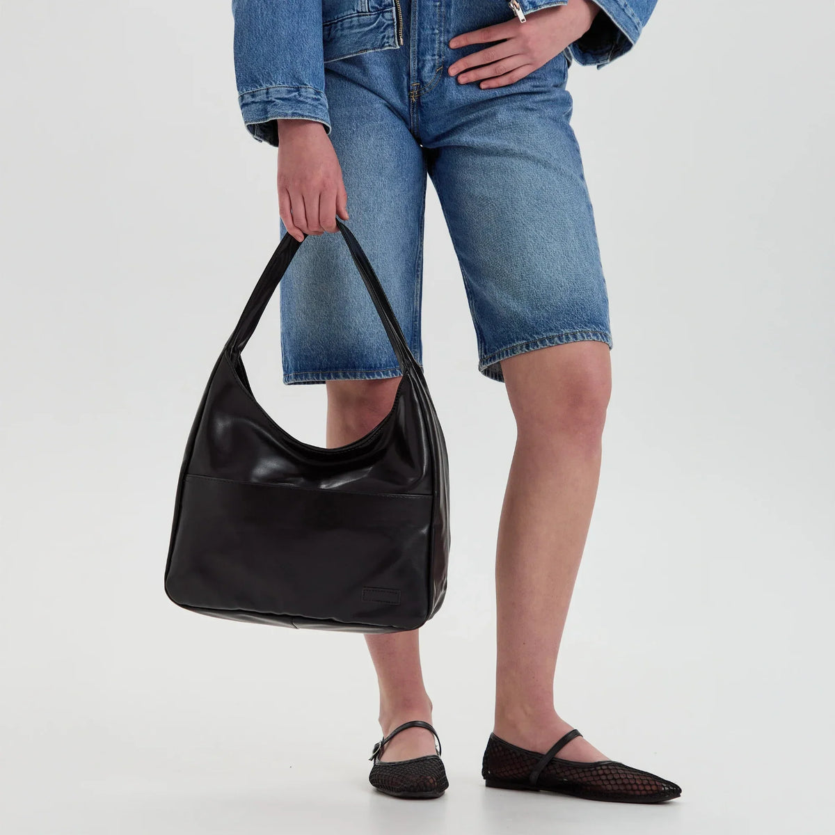 Hobo Bag Smooth Faux Leather with Magnetic Closure and Pockets