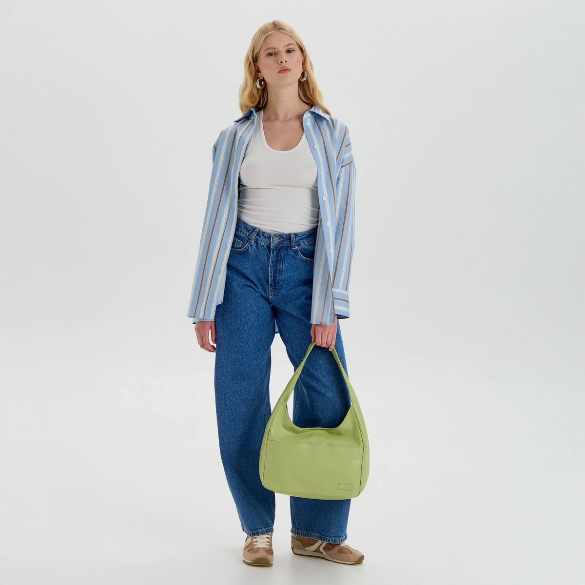 Hobo Bag Smooth Faux Leather with Magnetic Closure and Pockets