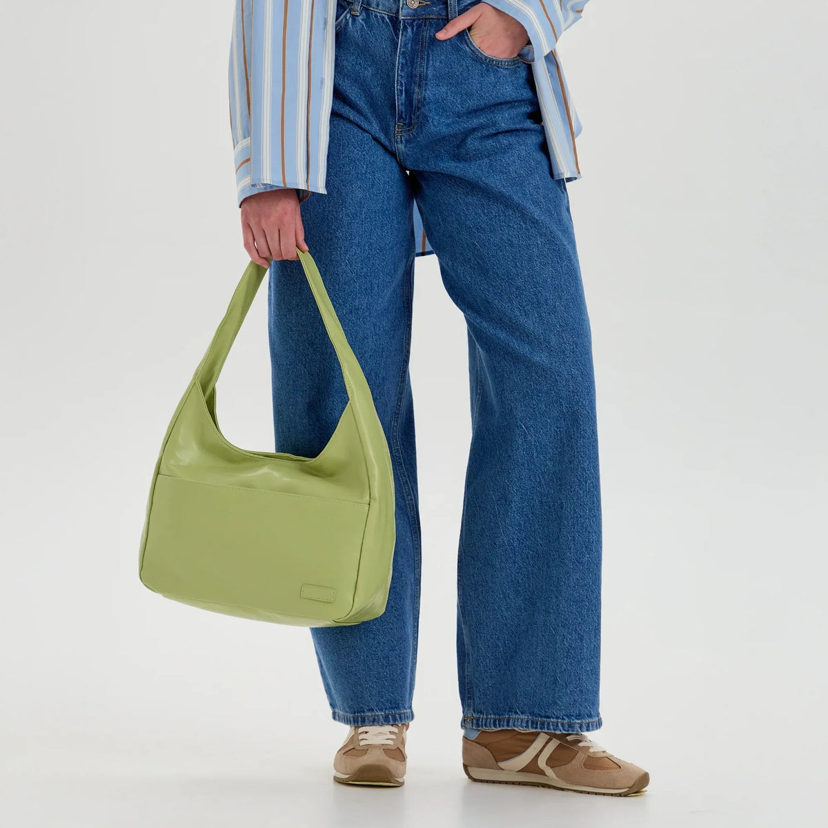 Hobo Bag Smooth Faux Leather with Magnetic Closure and Pockets