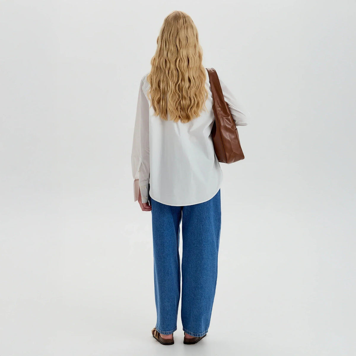 Hobo Bag Smooth Faux Leather with Magnetic Closure and Pockets