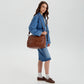 Crossbody Bag Faux Leather with Two Lined Compartments and Handles