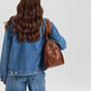 Crossbody Bag Faux Leather with Two Lined Compartments and Handles