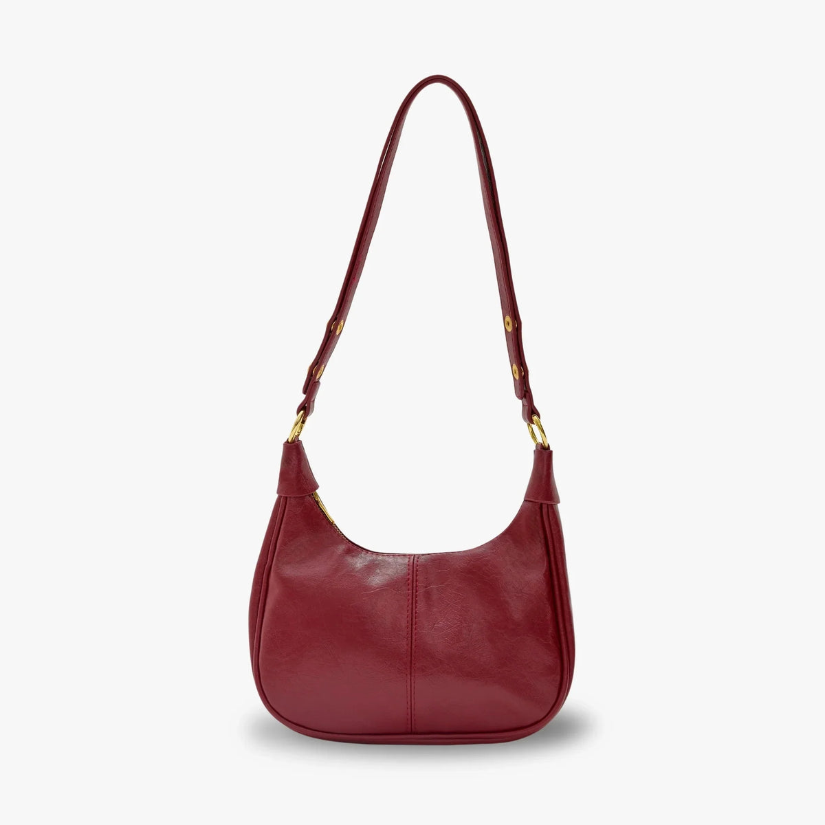 Crossbody Bag Faux Leather with Zip and Snap-Adjustable Strap