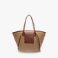 Tote Bag Straw Faux Leather with Central Zip and Inner Pocket