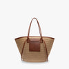 Tote Bag Straw Faux Leather with Central Zip and Inner Pocket