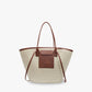 Tote Bag Straw Faux Leather with Central Zip and Inner Pocket